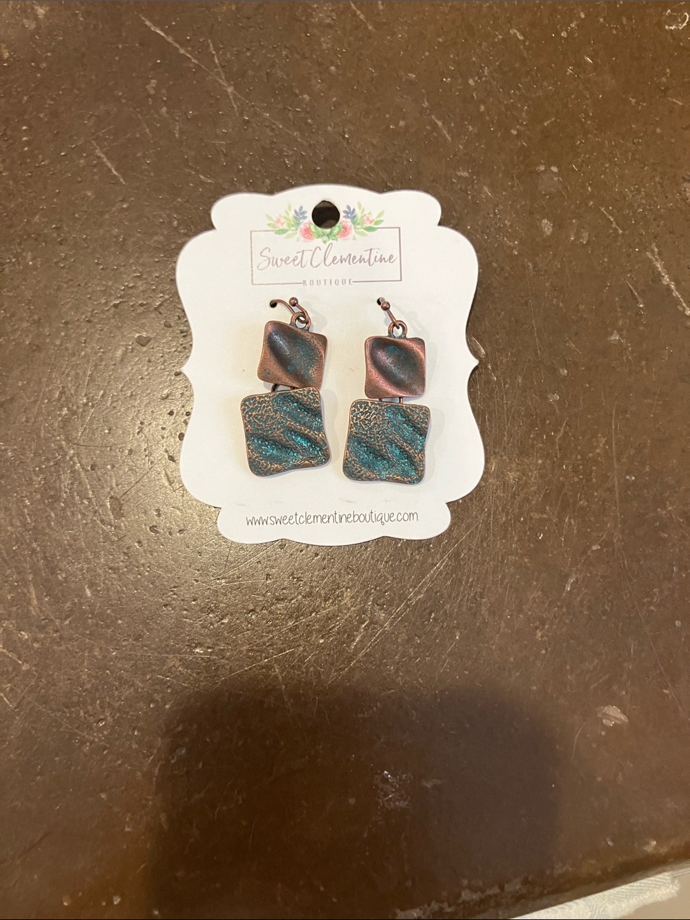 Sweet Clementine Turquoise and Copper Dangle Earrings